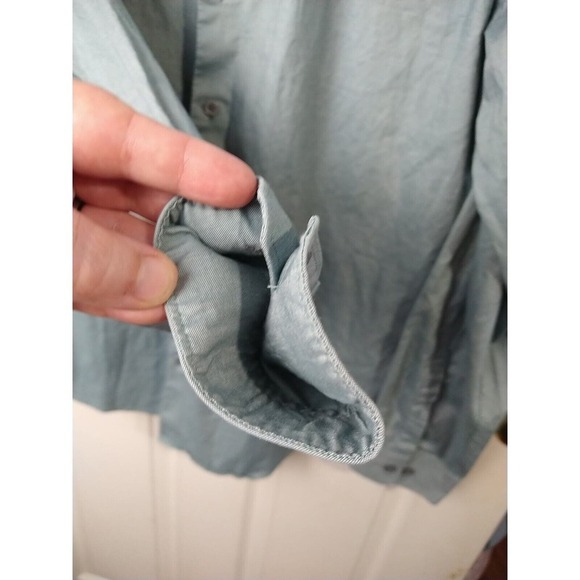 Express Men 1MX Fitted Long Sleeve Collared Button Teal Shirt. Size L - Picture 8 of 12